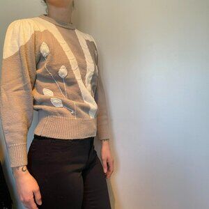 BALI VINTAGE EMBROIDERED AND PEARLED KNIT SWEATER size women small